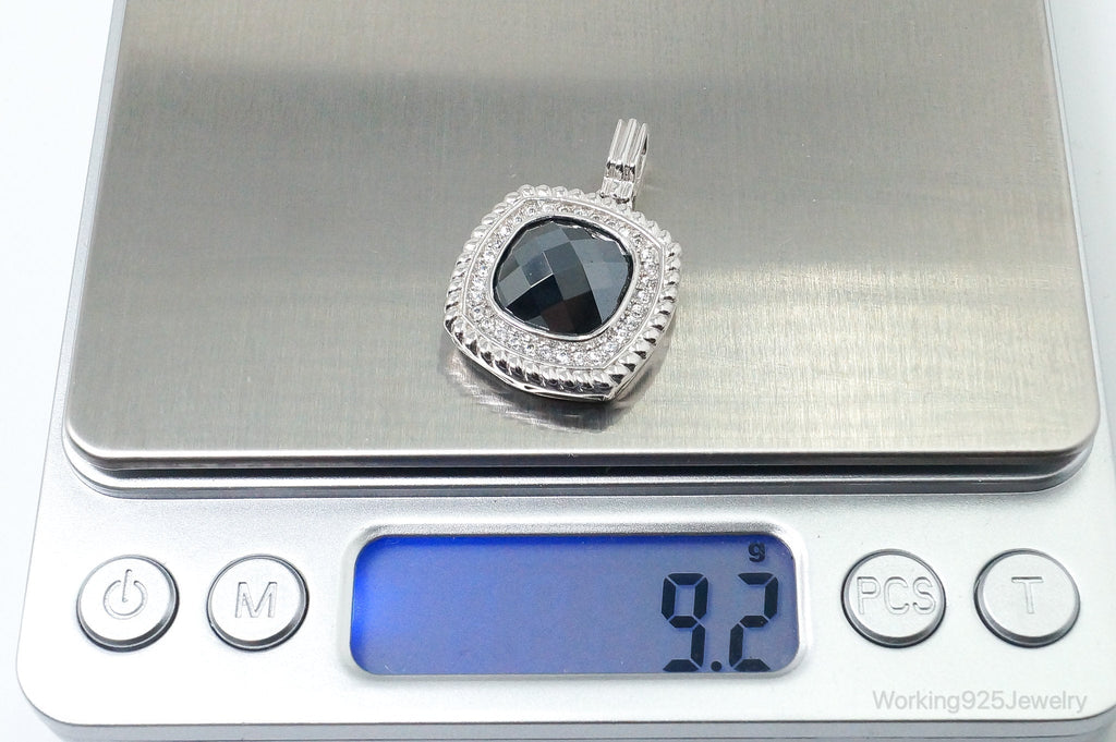 Vintage Designer Hematite Cubic Zirconia Sterling Silver Pendant | Jewelry > Necklaces > Pendants | Wiccan Center