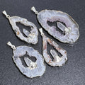 Large Brazilian Oco Geode Pendant Silver Plated with Clear Quartz | Craft Supplies & Tools > Beads, Gems & Cabochons > Charms & Pendants > Pendants | Wiccan Center