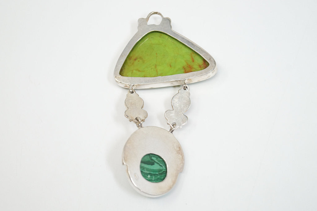 Vintage Turquoise Amethyst Malachite Garnet Sterling Silver Moon Face Pendant | Jewelry > Necklaces > Pendants | Wiccan Center