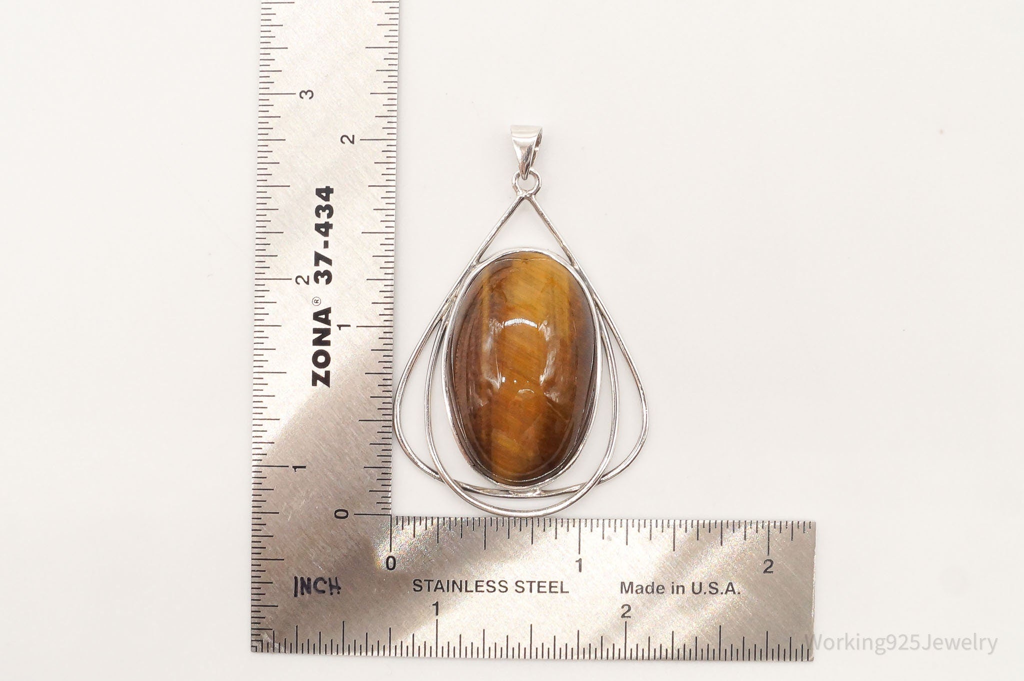 Vintage Large Tigers Eye Sterling Silver Pendant | Jewelry > Necklaces > Pendants | Wiccan Center