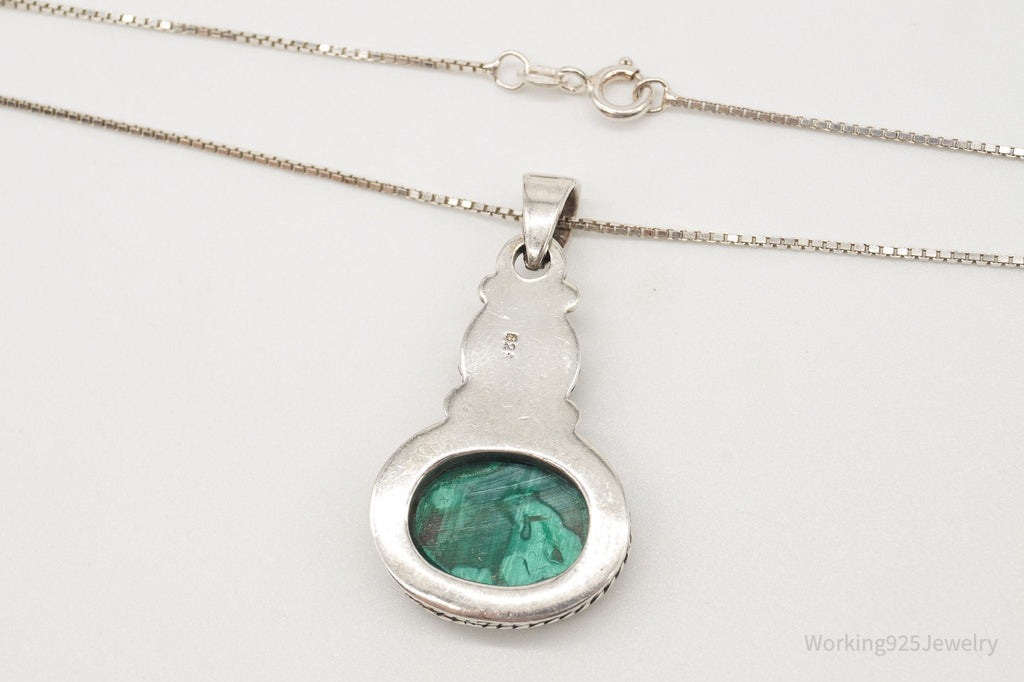 Vintage Large Malachite Southwestern Sterling Silver Necklace | Jewelry > Necklaces > Pendants | Wiccan Center