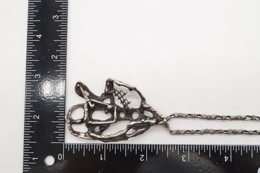 Vintage Brutalist Silver Toggle Necklace | Jewelry > Necklaces > Pendants | Wiccan Center