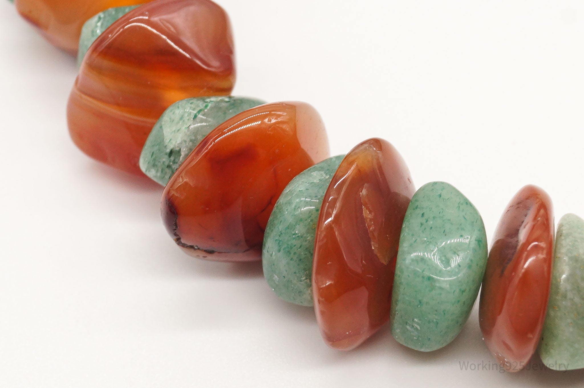 Chunky Vintage Aventurine Carnelian Beaded Necklace 30" | Jewelry > Necklaces > Pendants | Wiccan Center