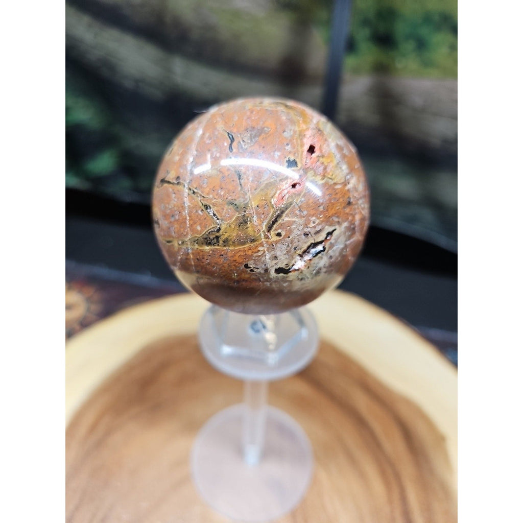 0.91 lb Vesuvianite Agate Carnelian Geode Sphere
