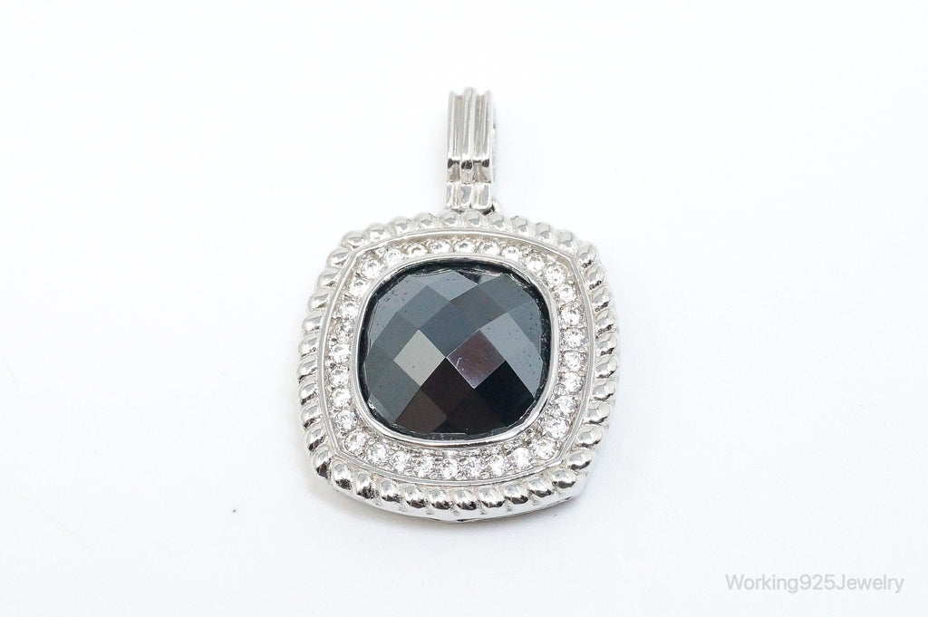 Vintage Designer Hematite Cubic Zirconia Sterling Silver Pendant | Jewelry > Necklaces > Pendants | Wiccan Center