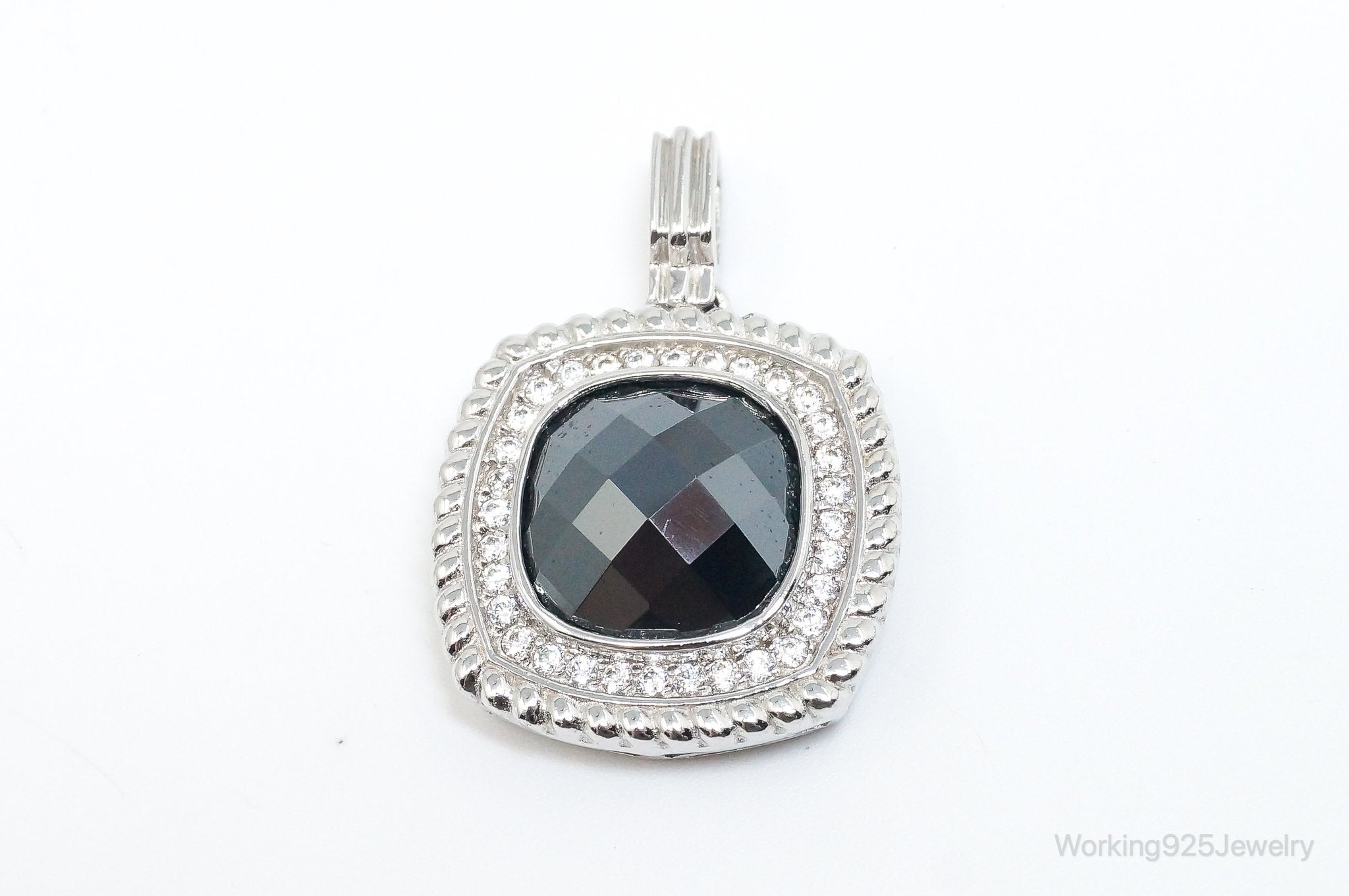 Vintage Designer Hematite Cubic Zirconia Sterling Silver Pendant | Jewelry > Necklaces > Pendants | Wiccan Center