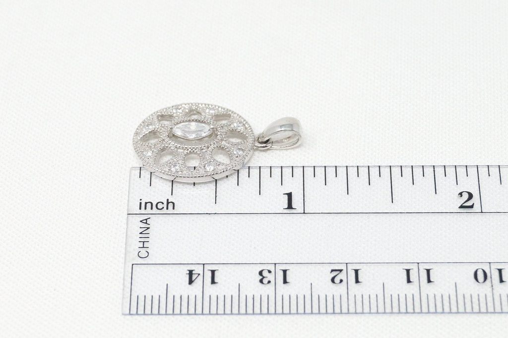 Vintage Art Deco Cubic Zirconia Cut Out Sterling Silver Necklace Pendant | Jewelry > Necklaces > Pendants | Wiccan Center