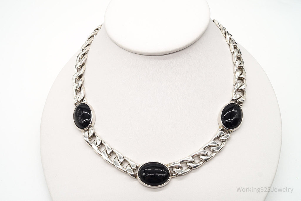 Vintage Black Onyx Curb Chain Sterling Silver Necklace | Jewelry > Necklaces > Pendants | Wiccan Center