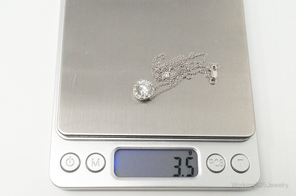 Vintage Large Cubic Zirconia Sterling Silver Necklace | Jewelry > Necklaces > Pendants | Wiccan Center