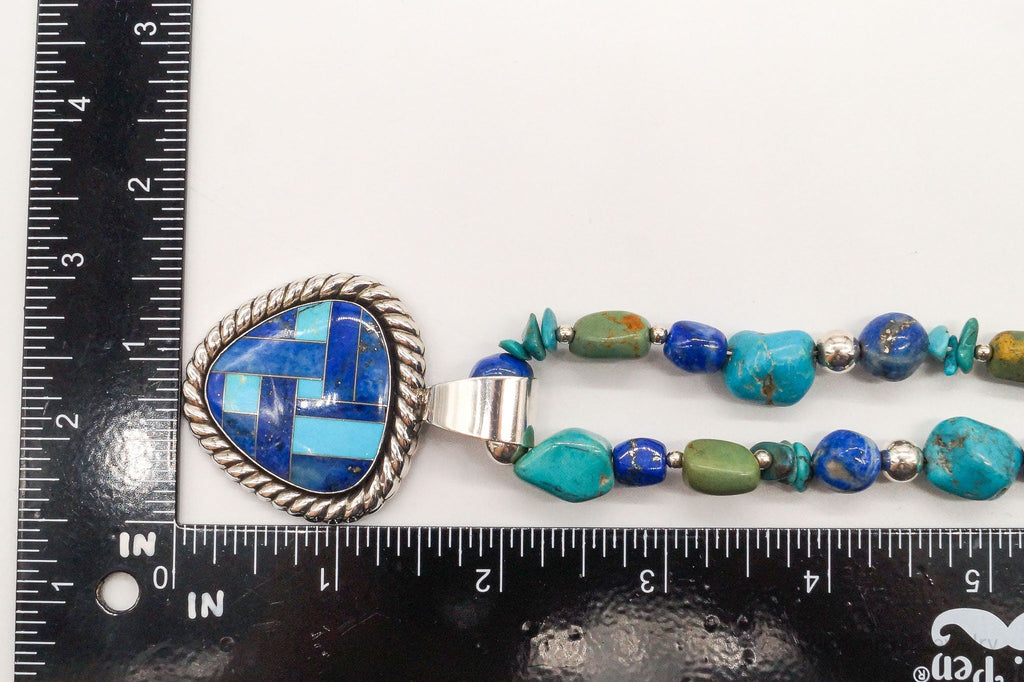 Vintage Carolyn Pollack Relios Turquoise Lapis Lazuli Sterling Silver Necklace | Jewelry > Necklaces | Wiccan Center