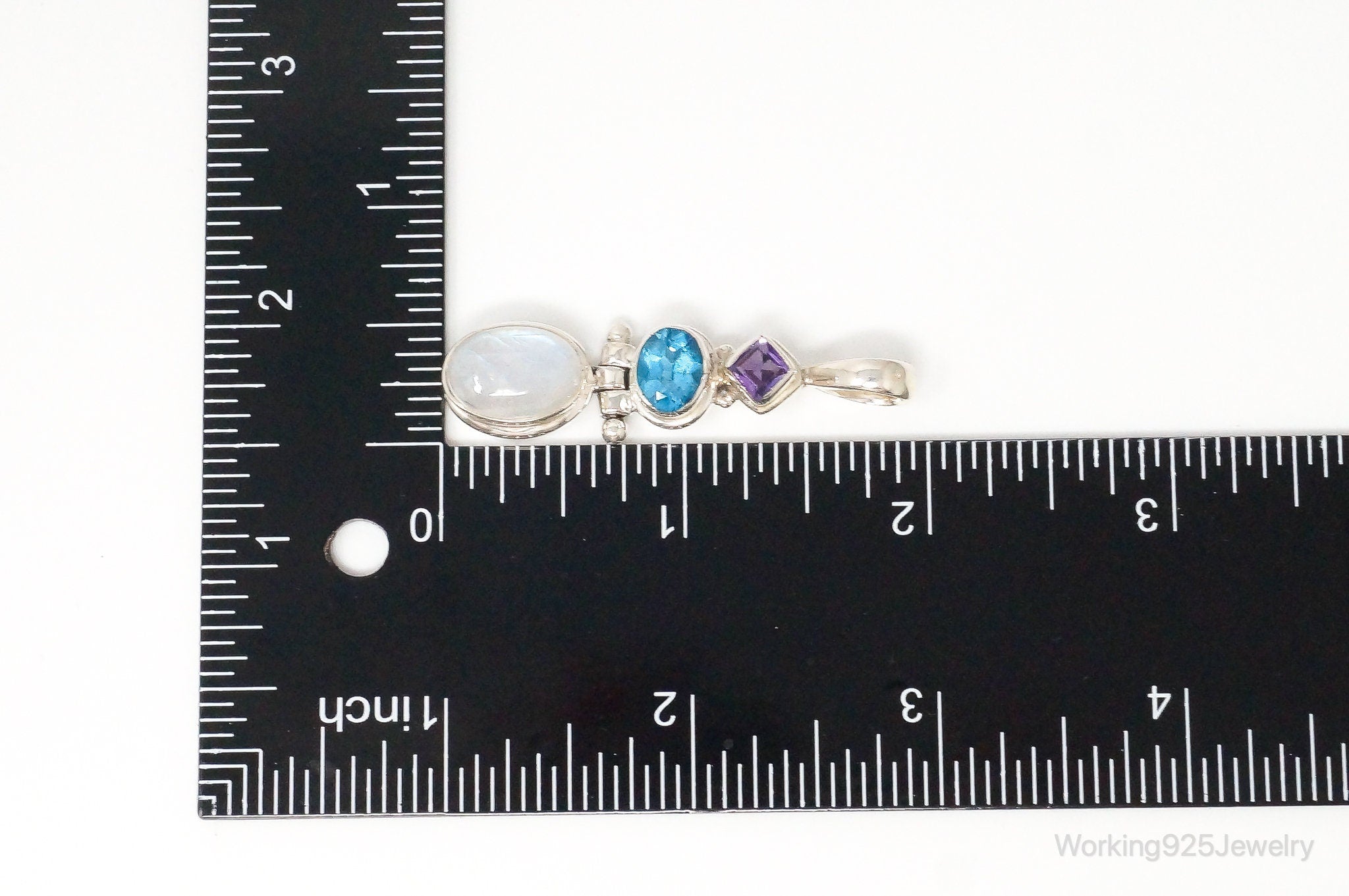 Large Vintage Blue Topaz Amethyst Moonstone Sterling Silver Pendant | Jewelry > Necklaces > Pendants | Wiccan Center