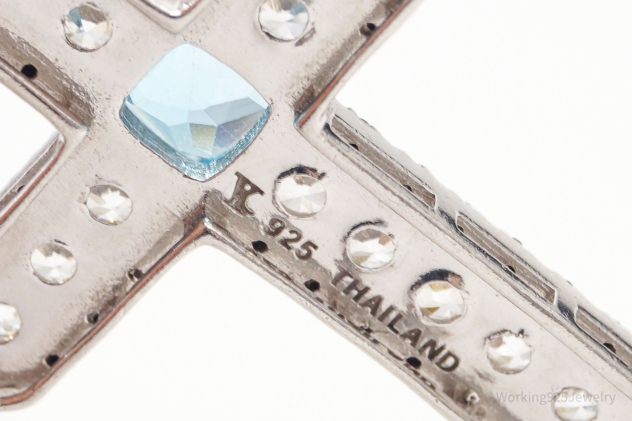 Large Designer Blue Topaz Cubic Zirconia Blue Diamond Sterling Silver Pendant | Jewelry > Necklaces > Pendants | Wiccan Center