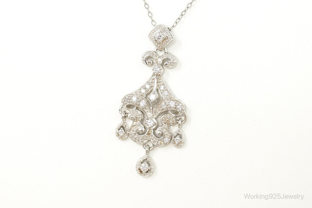 Vintage Cubic Zirconia Art Deco Sterling Silver Necklace | Jewelry > Necklaces > Pendants | Wiccan Center
