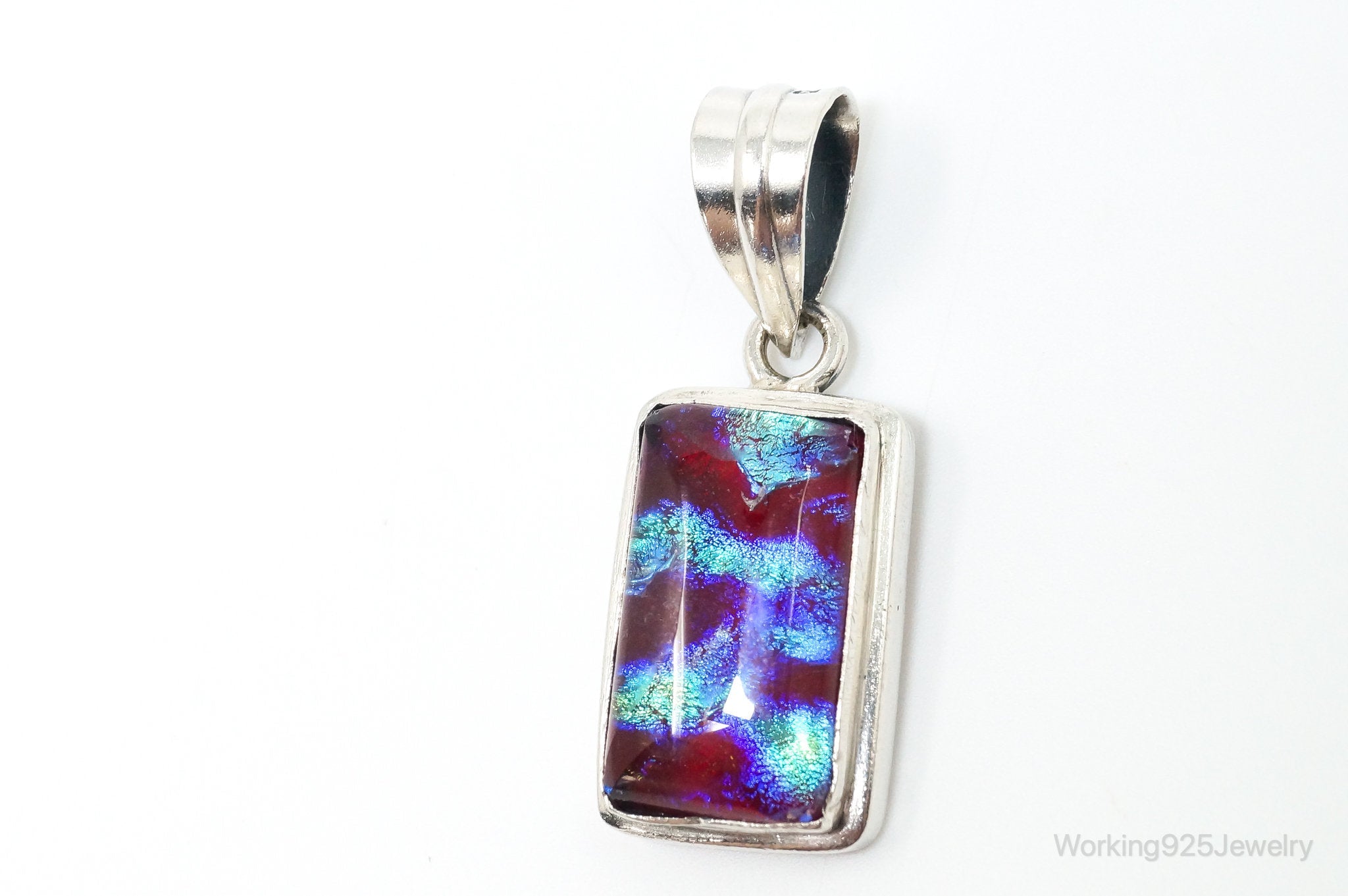 Vintage Dichroic Glass Sterling Silver Necklace Pendant | Jewelry > Necklaces > Pendants | Wiccan Center