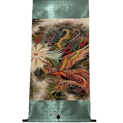 Liu Jilu–Style Dragon & Phoenix Auspicious Chinese Rice Paper Scroll | Scroll Paintings | Wiccan Center