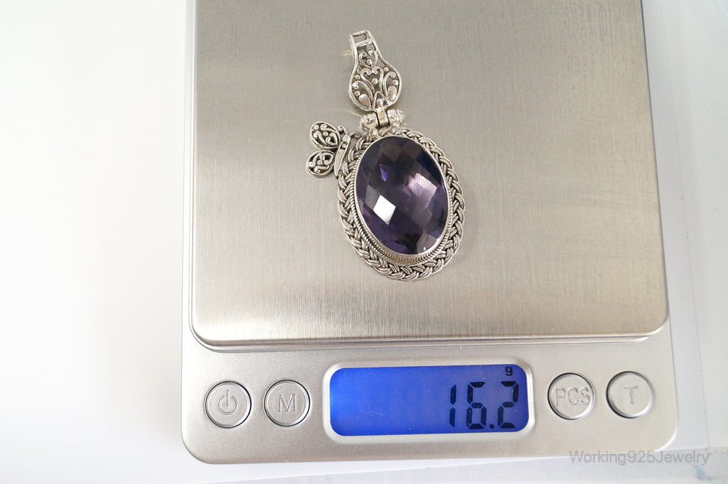 Large Amethyst Butterfly Bali Sterling Silver Necklace Pendant | Jewelry > Necklaces > Pendants | Wiccan Center