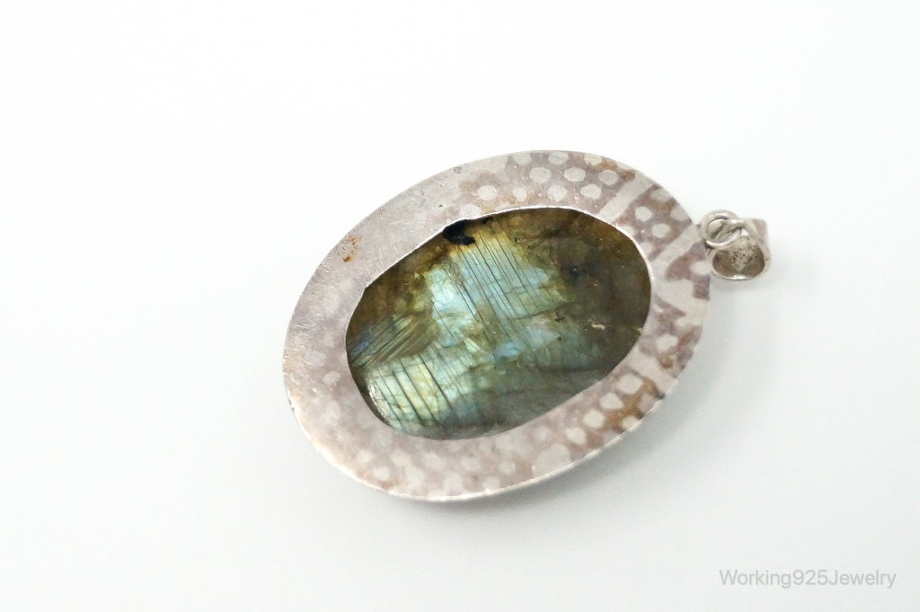 Vintage Large Labradorite Sterling Silver Necklace Pendant | Jewelry > Necklaces > Pendants | Wiccan Center