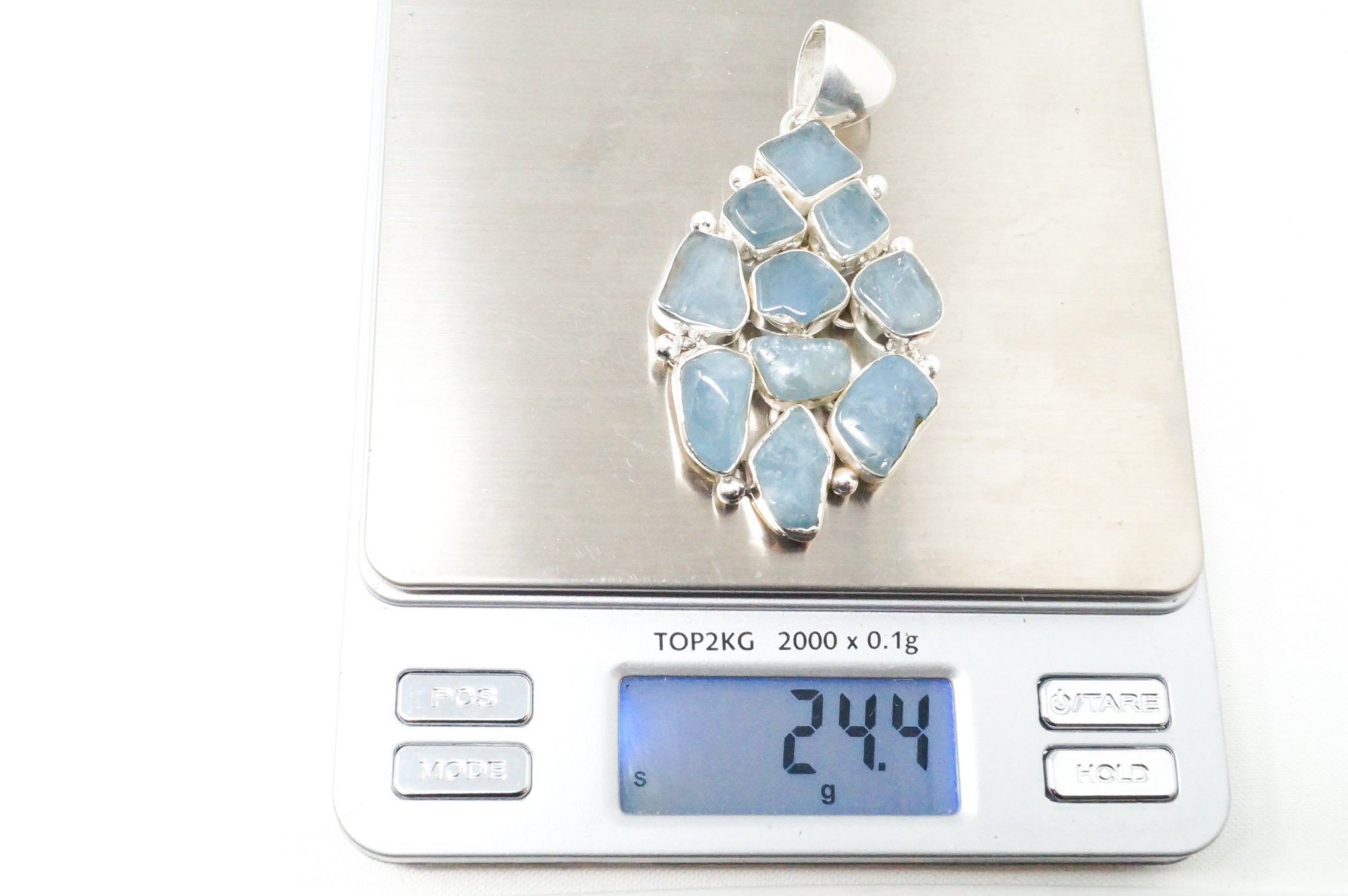 Vintage Blue Gemstone Cluster Southwestern Style Sterling Silver Pendant | Jewelry > Necklaces > Pendants | Wiccan Center