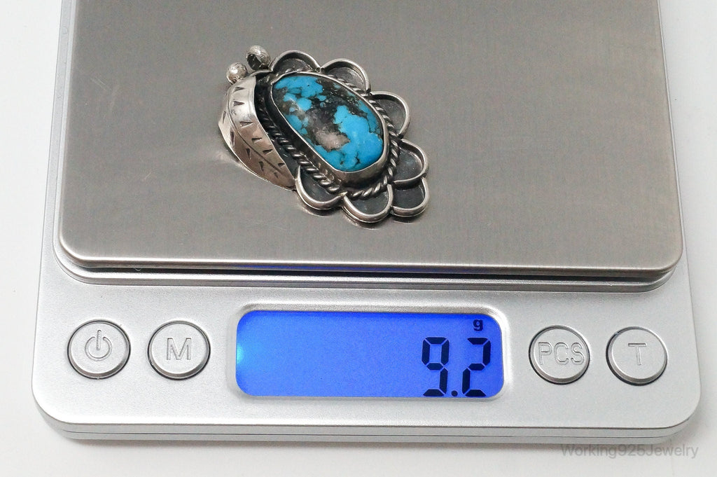 Large Vintage Native American Unsigned Turquoise Sterling Silver Pendant | Jewelry > Necklaces > Pendants | Wiccan Center
