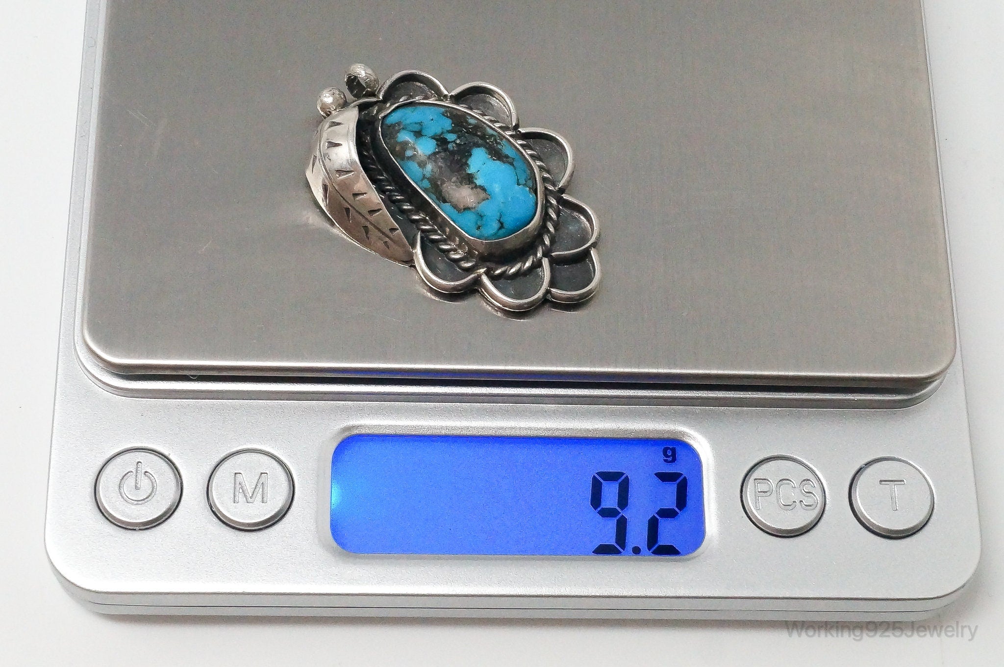 Large Vintage Native American Unsigned Turquoise Sterling Silver Pendant | Jewelry > Necklaces > Pendants | Wiccan Center