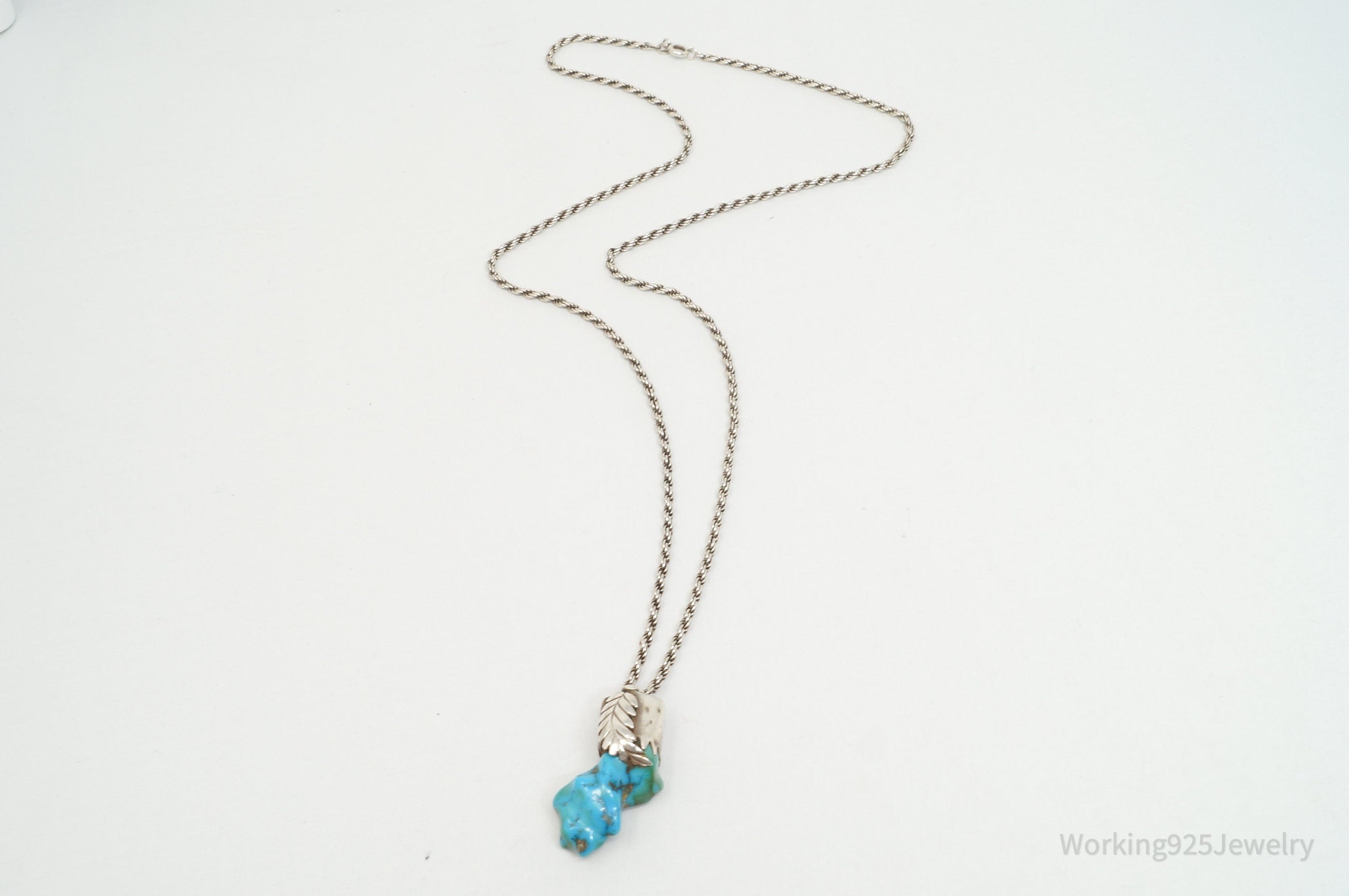 Vintage Handmade Native American Turquoise Sterling Silver Necklace Pendant | Jewelry > Necklaces > Pendants | Wiccan Center