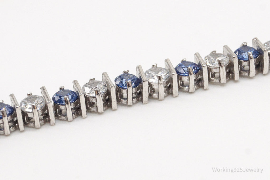 Vintage FAS Blue & White Cubic Zirconia Sterling Silver Bracelet | Jewelry > Bracelets | Wiccan Center