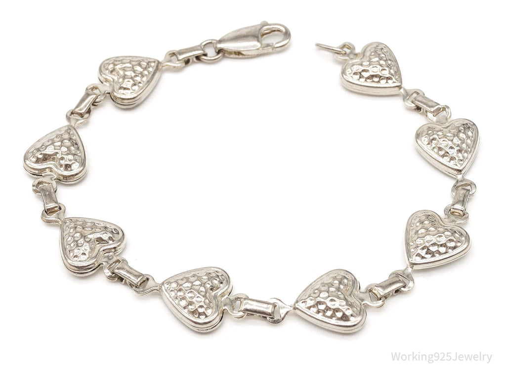 Vintage Italian Puffy Hearts Sterling Silver Link Bracelet | Jewelry > Bracelets | Wiccan Center