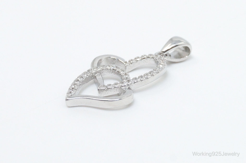 Vintage Open Hearts Cubic Zirconia Accented Sterling Silver Necklace Pendant | Jewelry > Necklaces > Pendants | Wiccan Center