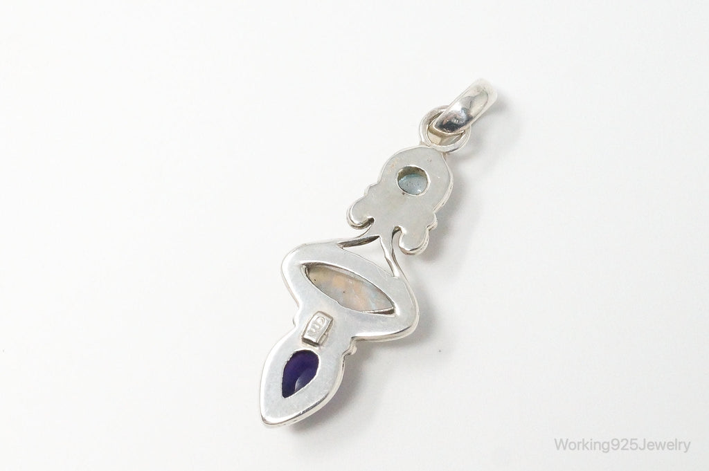 Vintage Blue Topaz Amethyst Moonstone Sterling Necklace Pendant | Jewelry > Necklaces > Pendants | Wiccan Center