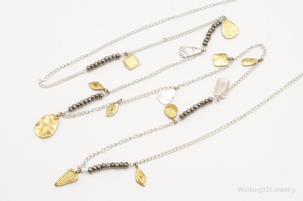 Designer Silpada "Pedal To The Metal" Pyrite Brass Sterling Silver Necklace 36" | Jewelry > Necklaces > Pendants | Wiccan Center