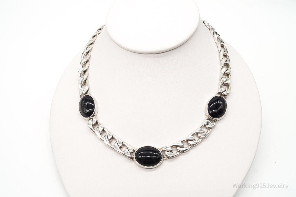 Vintage Black Onyx Curb Chain Sterling Silver Necklace | Jewelry > Necklaces > Pendants | Wiccan Center