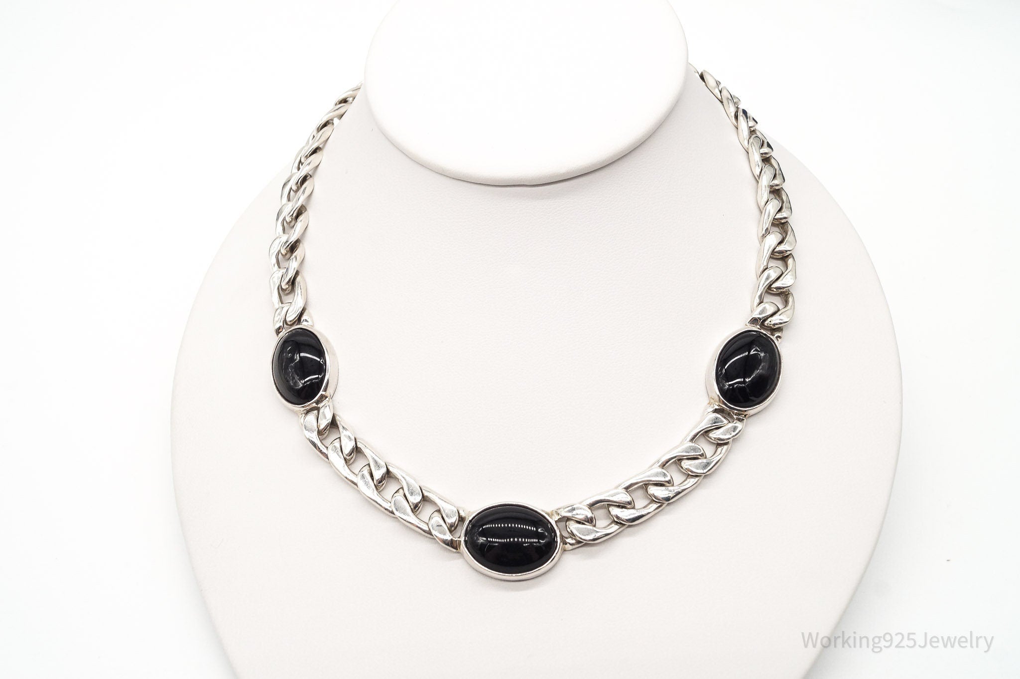 Vintage Black Onyx Curb Chain Sterling Silver Necklace | Jewelry > Necklaces > Pendants | Wiccan Center