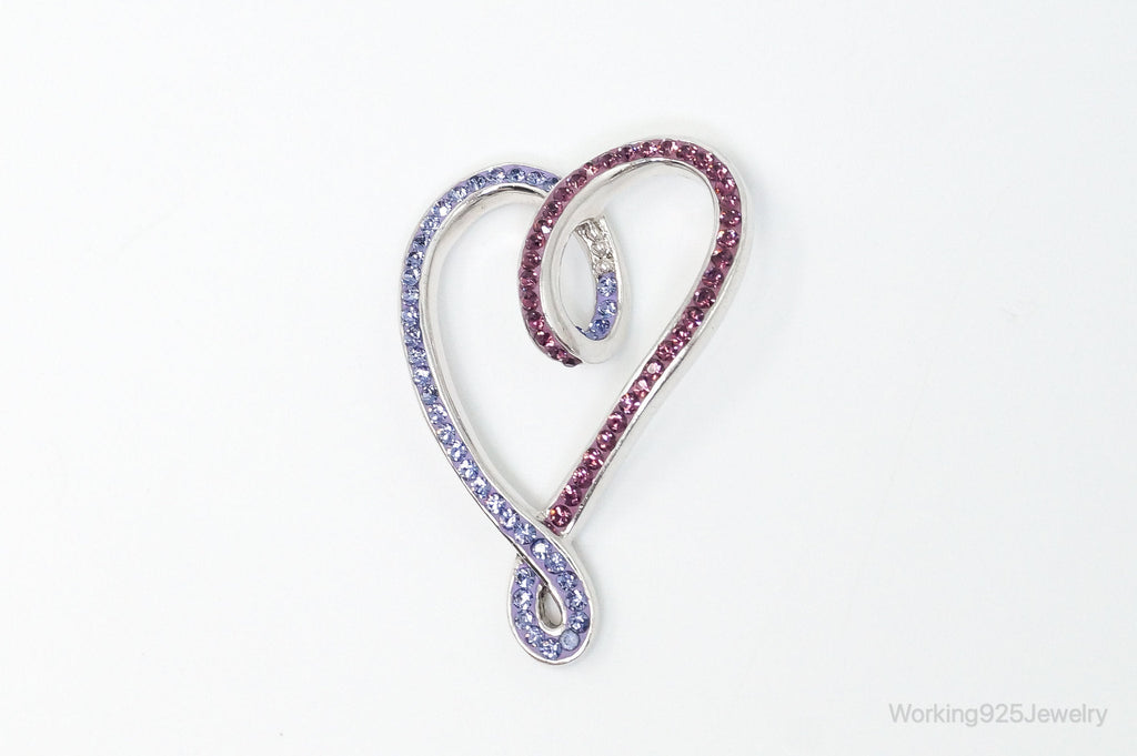 Vintage Large Pink & Purple Cubic Zirconia Sterling Silver Necklace Pendant | Jewelry > Necklaces > Pendants | Wiccan Center