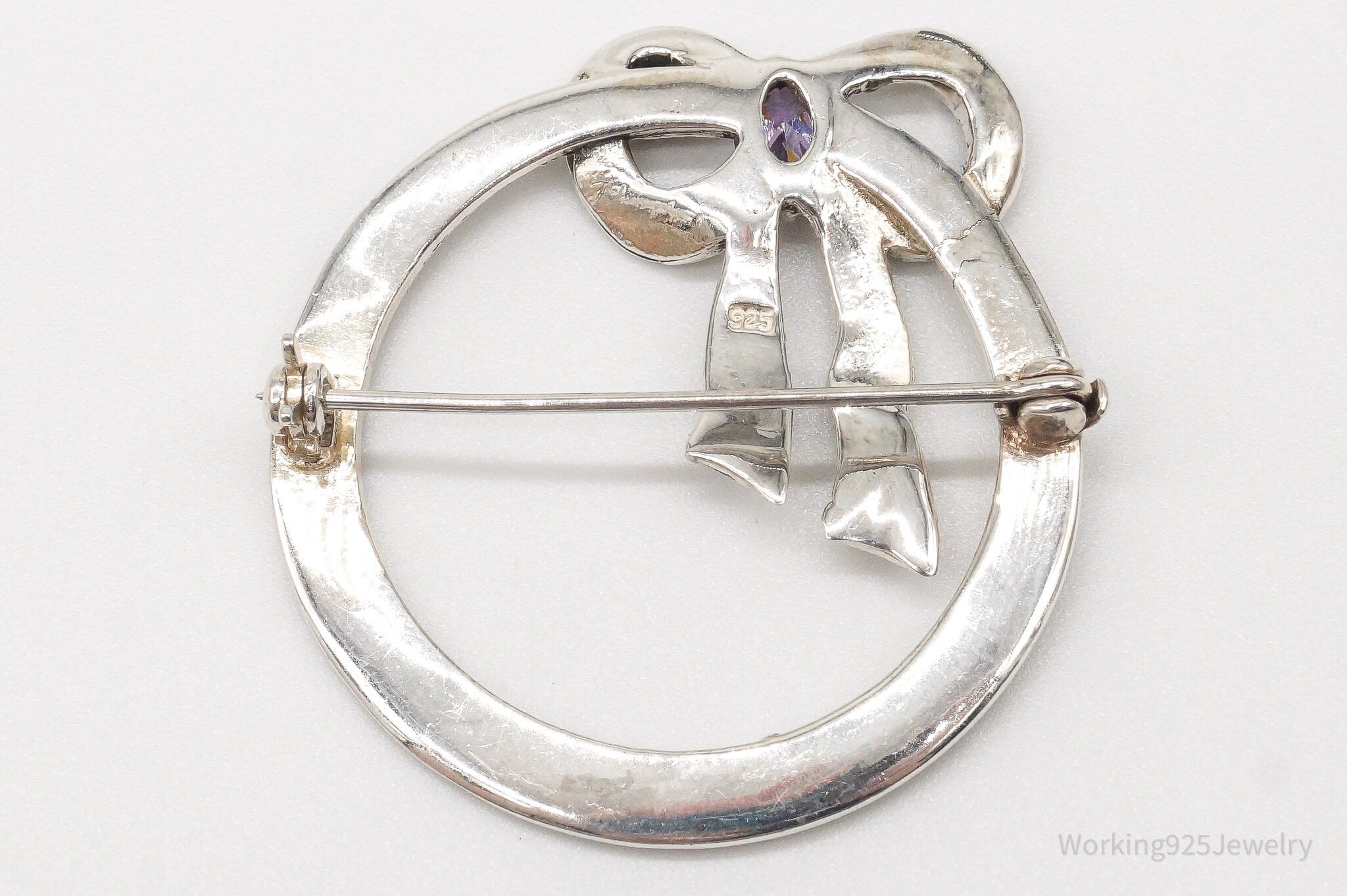 Vintage Amethyst Marcasite Bow Tie Wreath Sterling Silver Brooch Pin | Jewelry > Brooches, Pins & Clips | Wiccan Center