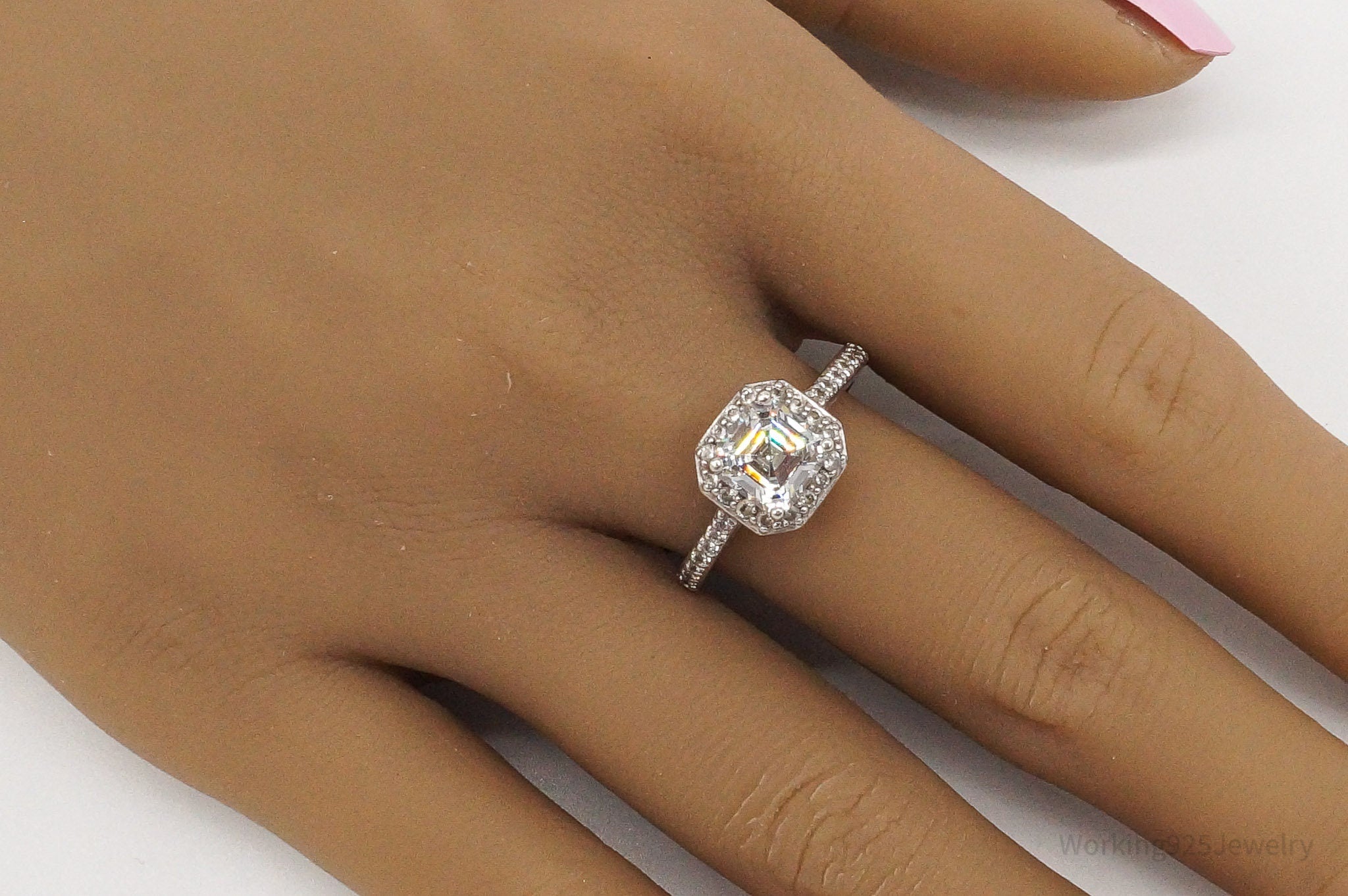 Vintage Cubic Zirconia Sterling Silver Ring Size 9 | Jewelry > Rings | Wiccan Center