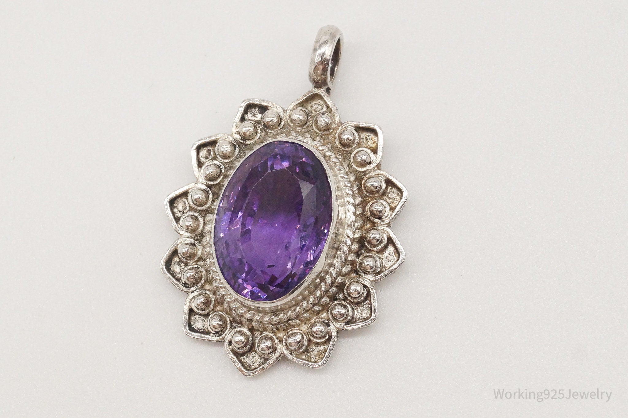 Vintage Large Amethyst Sterling Silver Pendant | Jewelry > Necklaces > Pendants | Wiccan Center