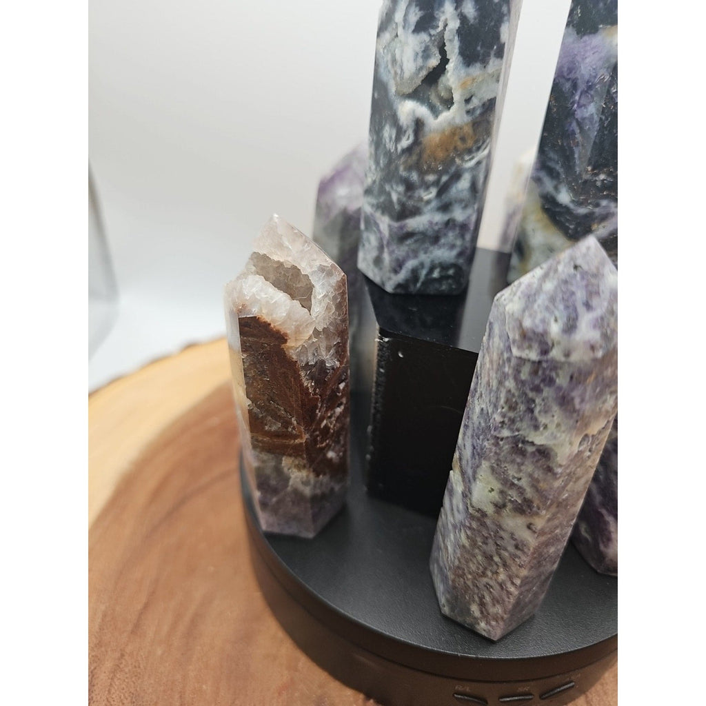 2Pcs Natural Rainbow Fluorite Quartz Crystal Point Tower Polished 4in Tall Avg | Crystal Points & Towers | Wiccan Center
