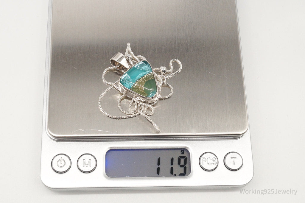 Vintage Dichroic Glass Sterling Silver Necklace | Jewelry > Necklaces > Pendants | Wiccan Center