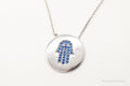 Vintage Blue Cubic Zirconia Hamsa Hand Sterling Silver Necklace | Jewelry > Necklaces > Pendants | Wiccan Center