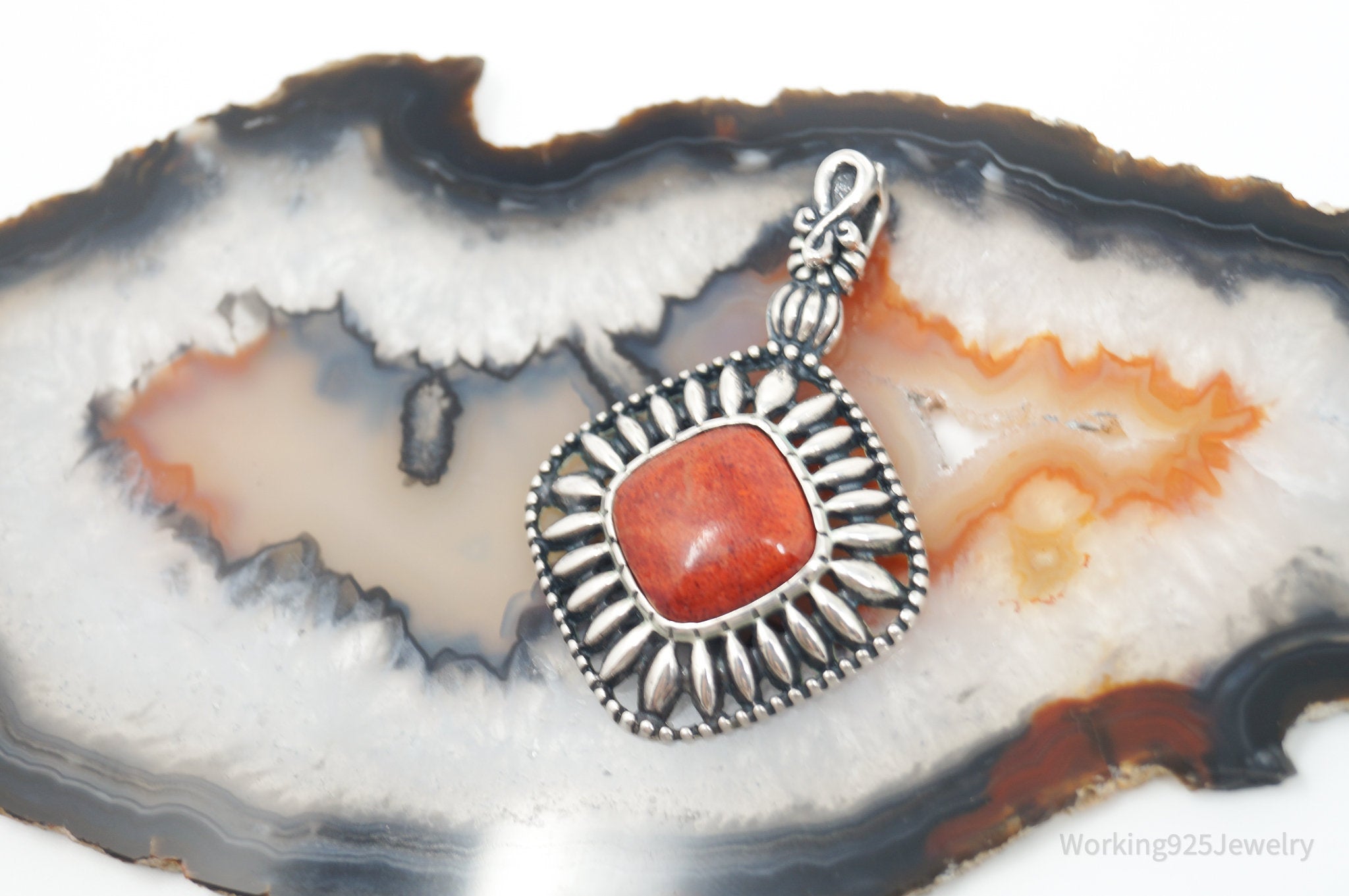 Vtg Carolyn Pollack Relios Raw Coral Flower Sterling Silver Necklace Pendant | Jewelry > Necklaces > Pendants | Wiccan Center