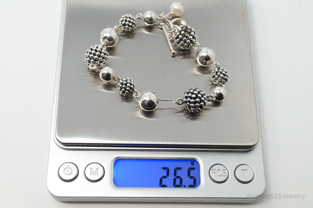 Vintage Designer Michael Dawkins Pearl Spotted Ball Sterling Silver Bracelet | Jewelry > Bracelets | Wiccan Center