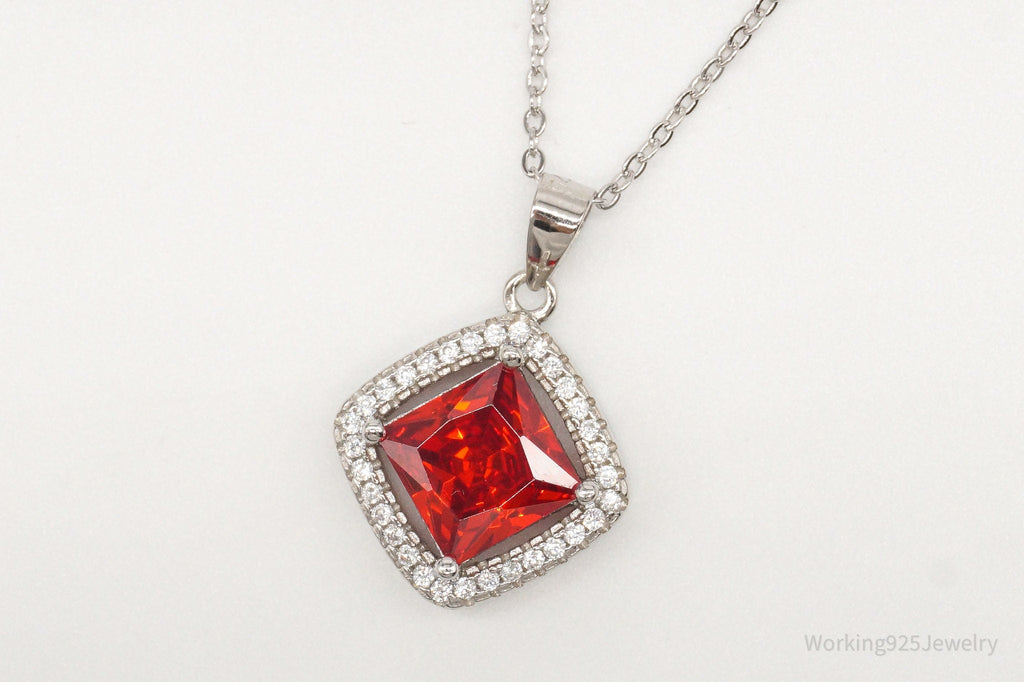 Designer Ryze Red & White Cubic Zirconia Sterling Silver Necklace | Jewelry > Necklaces > Pendants | Wiccan Center