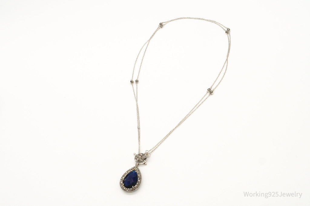 Designer Judith Jack Blue Stone Marcasite Sterling Silver Necklace | Jewelry > Necklaces > Pendants | Wiccan Center