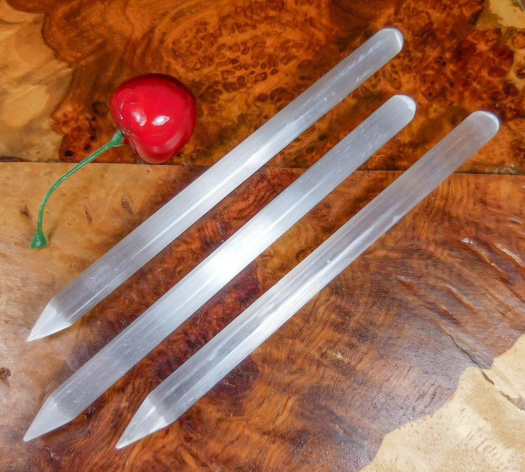 Selenite Crystal Wand Point Thin Pencil Shaped Crystal Carving | Home & Living > Spirituality & Religion > Prayer Beads & Charms > Metaphysical Crystals | Wiccan Center