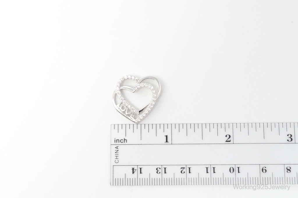 Vintage Open Heart Cubic Zirconia Sterling Silver Necklace Pendant | Jewelry > Necklaces > Pendants | Wiccan Center