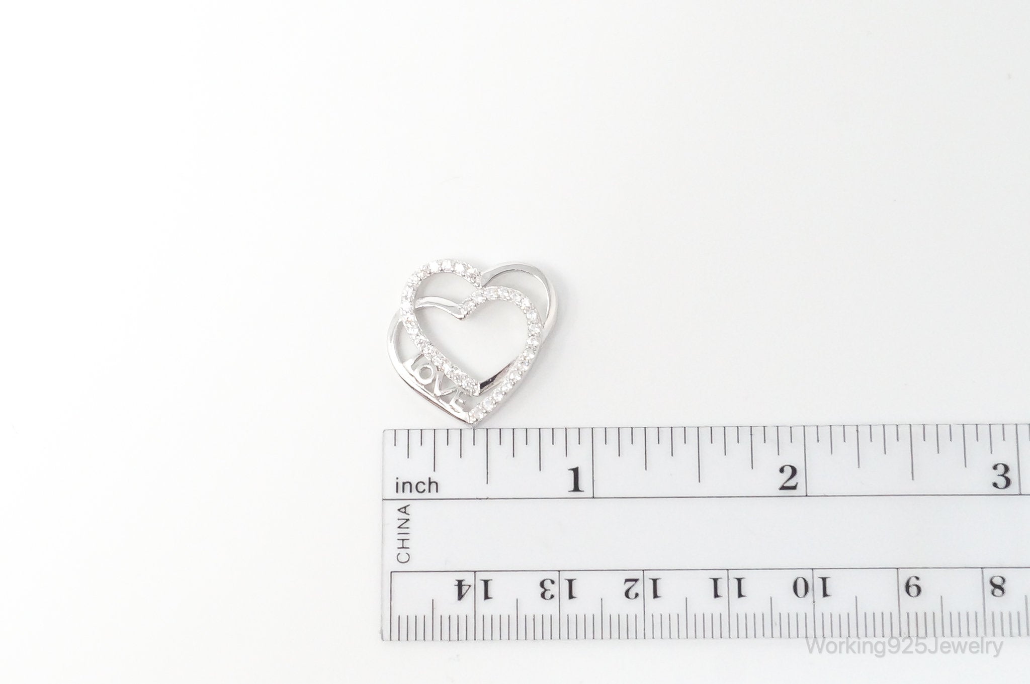 Vintage Open Heart Cubic Zirconia Sterling Silver Necklace Pendant | Jewelry > Necklaces > Pendants | Wiccan Center