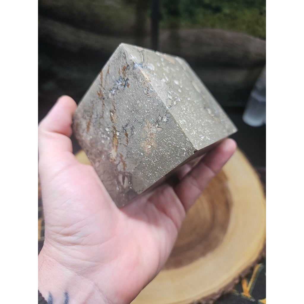 2.41LB 1Pcs Natural Ocean Jasper Onyx Quartz Crystal Geode Square Heptahedron