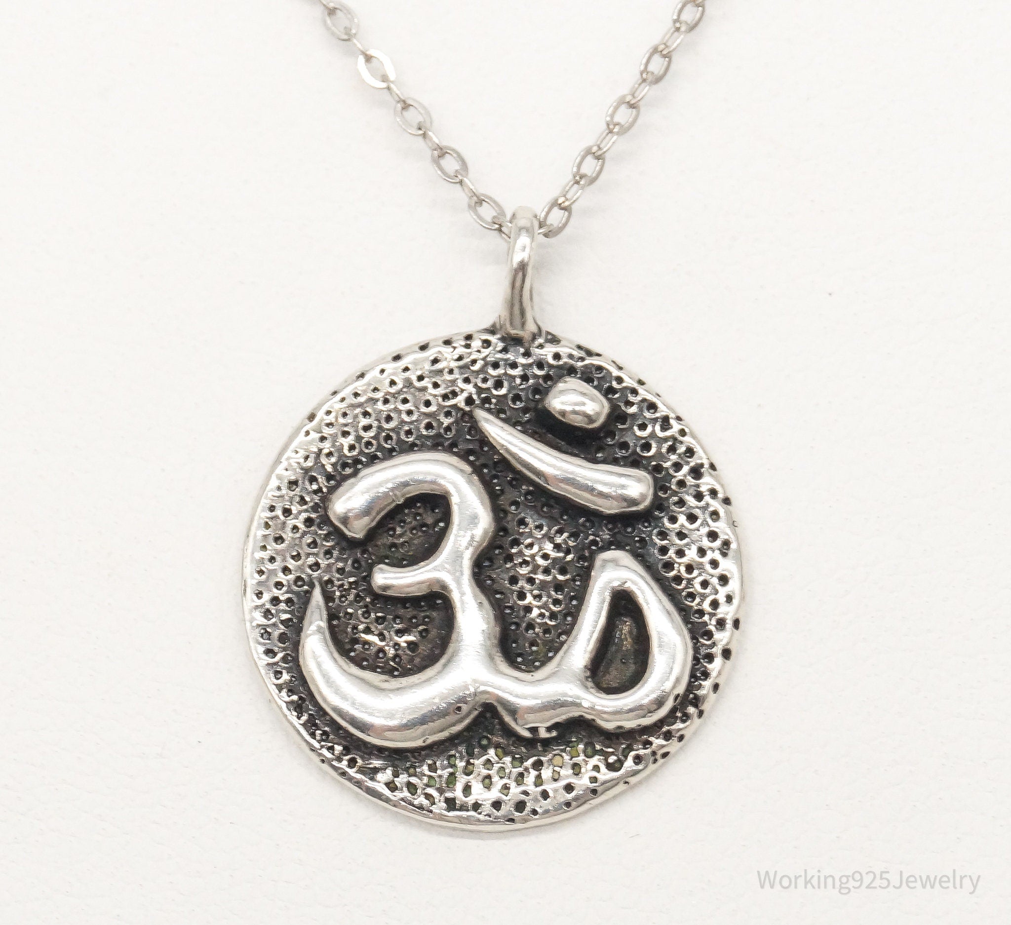 Vintage Om Symbol Sterling Silver Necklace | Jewelry > Necklaces > Pendants | Wiccan Center