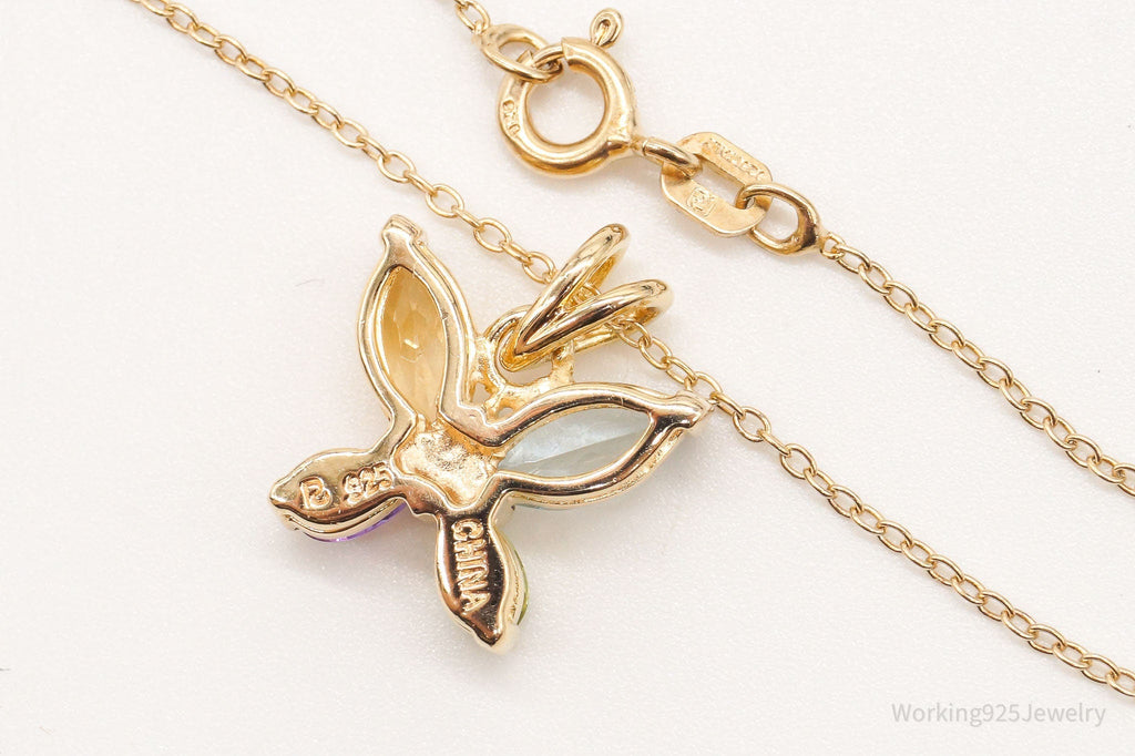 Ross Simons Multi Gemstone Butterfly Gold Vermeil Sterling Silver Necklace | Jewelry > Necklaces > Pendants | Wiccan Center