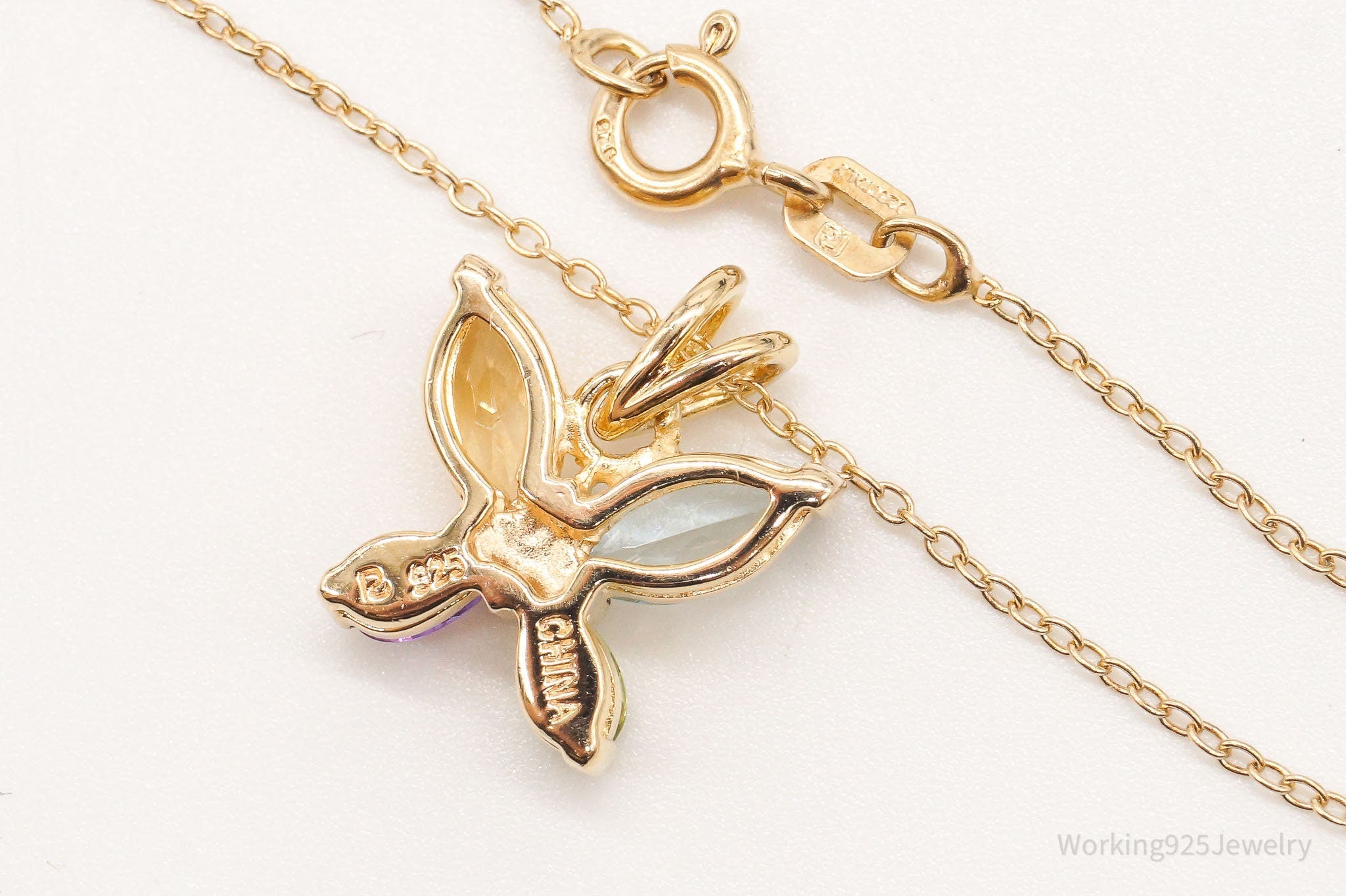 Ross Simons Multi Gemstone Butterfly Gold Vermeil Sterling Silver Necklace | Jewelry > Necklaces > Pendants | Wiccan Center